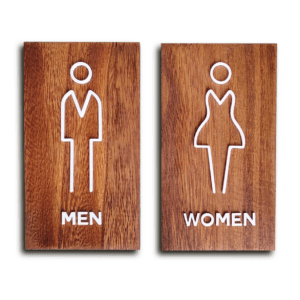 Rótulo para baños en madera